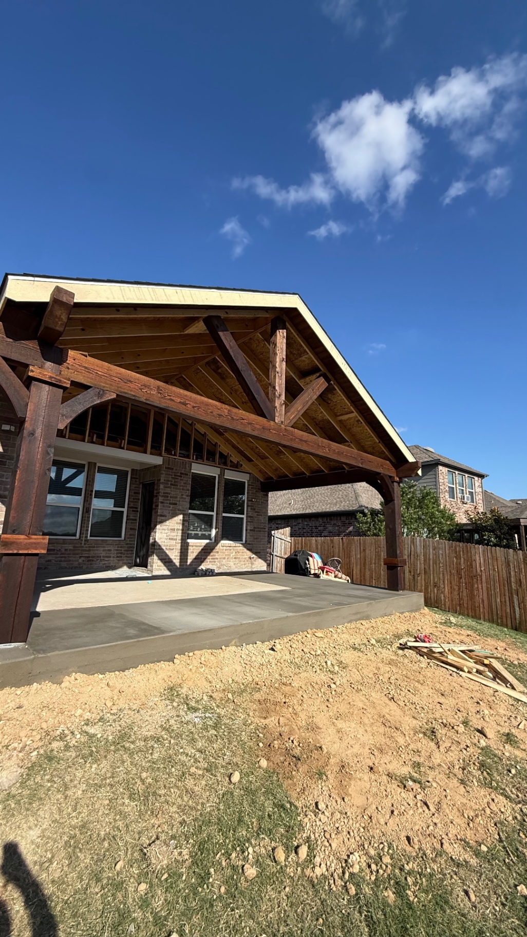 Covered Patio with Timber Frame